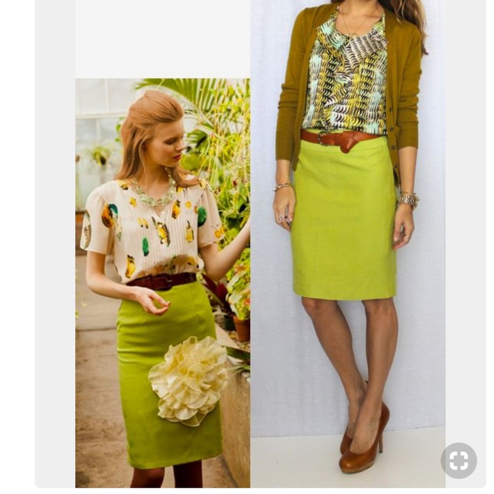 J Crew Pencil Skirt in chartreuse